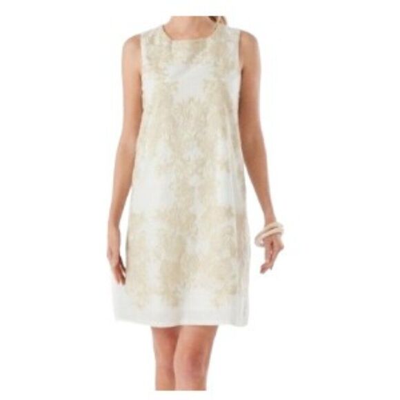 Karen Kane Bright and Beachy Embroidered Shift Dress in Ivory Small NWT - Picture 1 of 2